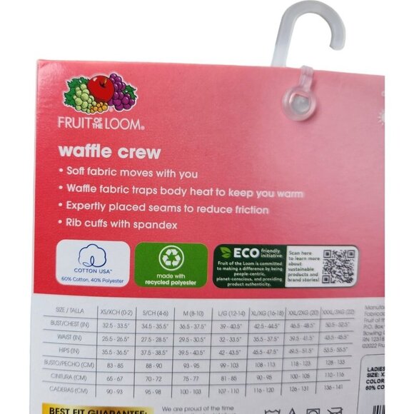 Fruit of the Loom EverSoft Women's Waffle Crew Shirt Size White 3X (22) NEW - Picture 9 of 11